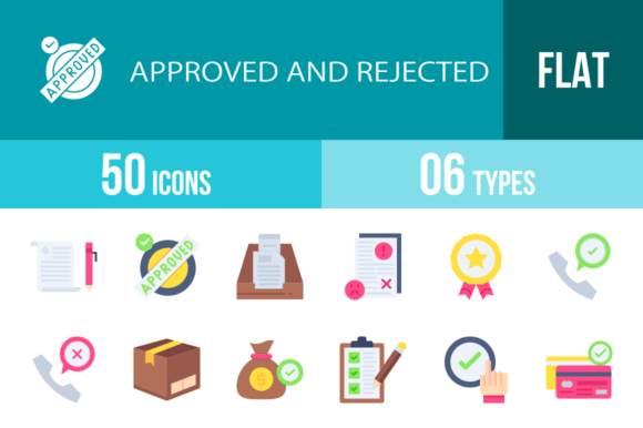 50 Approved and Rejected Flat Multicolor Icons for Modern Design