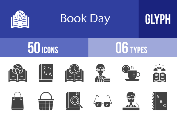 50 Book Day Glyph Icons: A Designer's Toolkit for Literary Projects