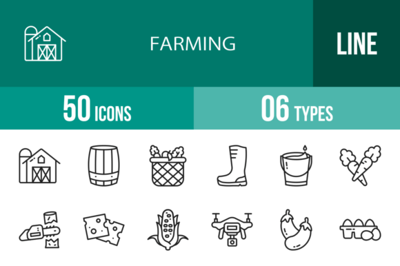 50 Farming Line Icons: A Versatile Toolkit for Modern Design