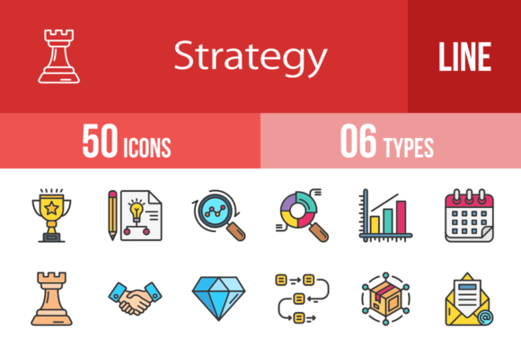 50 Strategy Filled Line Icons: Your Visual Toolkit for Clear Communication