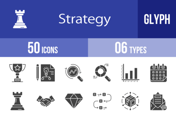 50 Strategy Glyph Icons: A Visual Toolkit for Clarity