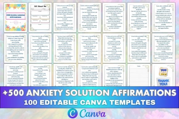 +500 Anxiety Solution Affirmations Canva