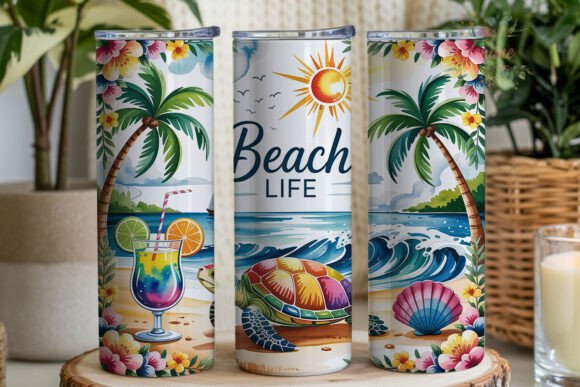 Bring Coastal Charm to Your Tumblers with a Summer Beach Turtle Design