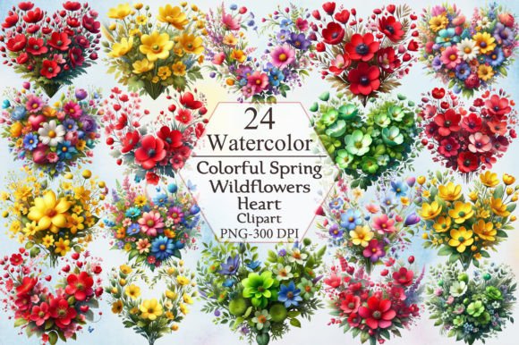 Colorful Spring Wildflowers Heart: A Design Asset for Vibrant Branding