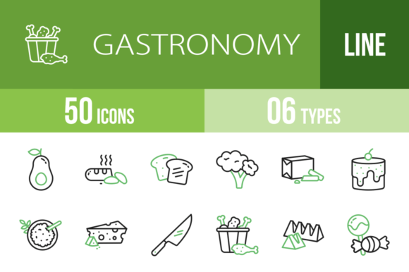 Elevate Your Design with 50 Gastronomy Line Icons