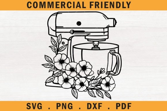 Floral Stand Mixer SVG: A Baker's Design Delight