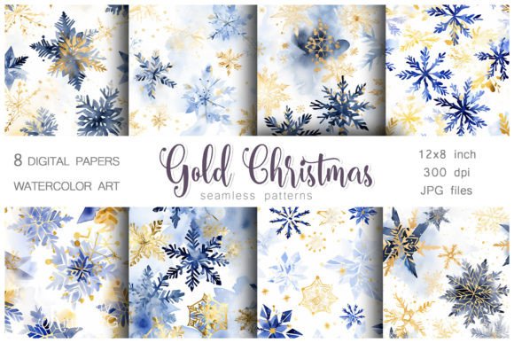 Gold Christmas Seamless Pattern Bundle for Festive Projects