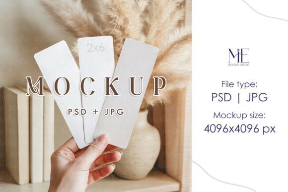 Hand Holding Bookmark Mockup Photo Strip for Designers