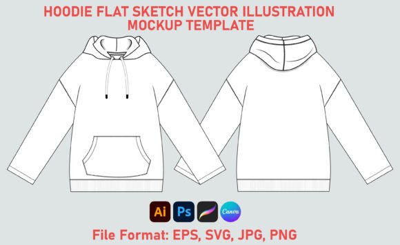 Hoodie Flat Sketch SVG Template: Your Technical Design Blueprint