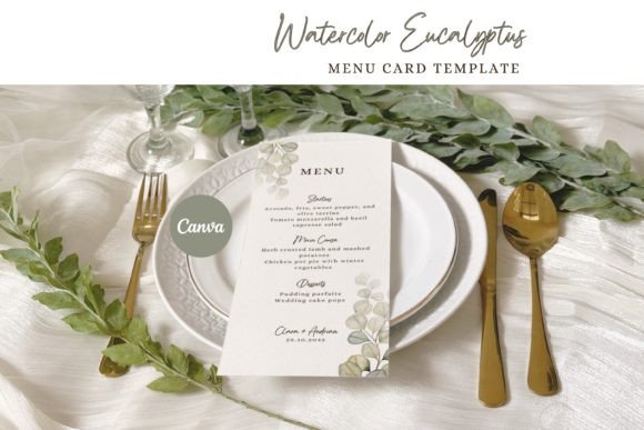 Watercolor Eucalyptus Wedding Menu Card: A Natural Touch