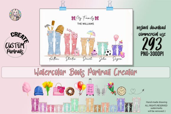 Watercolor Welly Boots Creator Clipart: A Splash of Whimsy
